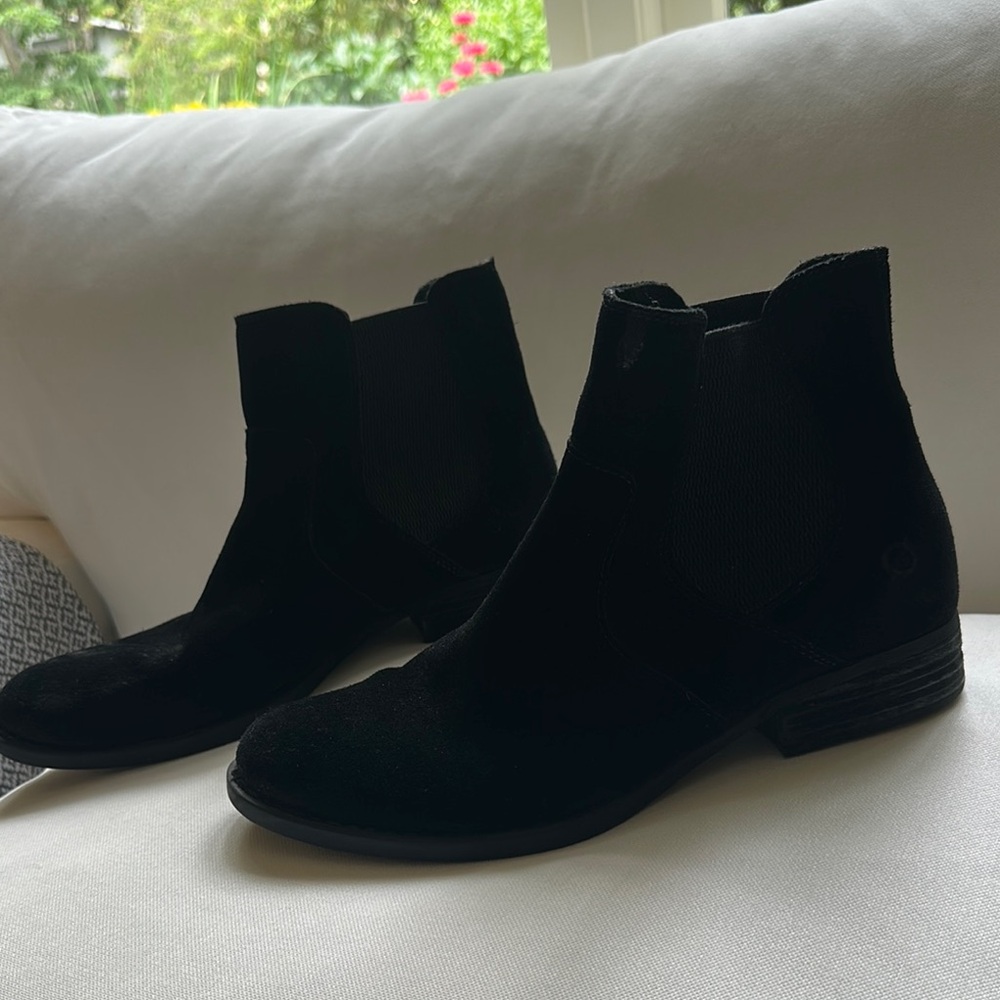 Born Black Suede Chelsea Ankle Boots with Elastic Panels